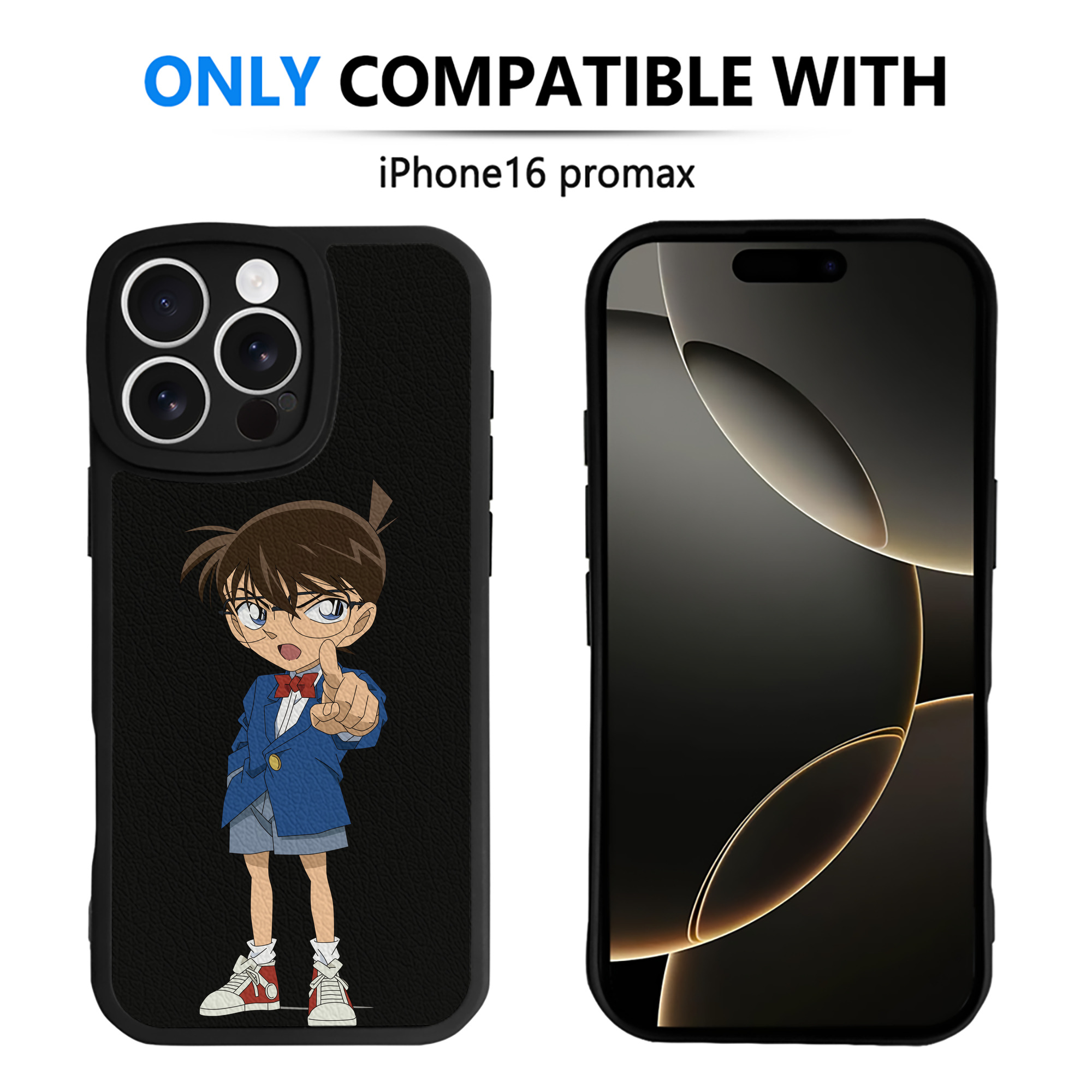 （画像用） 名探偵コナン 江戸川 コナン Detective Conan Conan Edogawa 【iPhone 16シリーズ対応】シリコンスマホケース（レザー調） 材質：シリコン